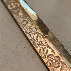 Elegant Brass Floral Ruler with felt bag